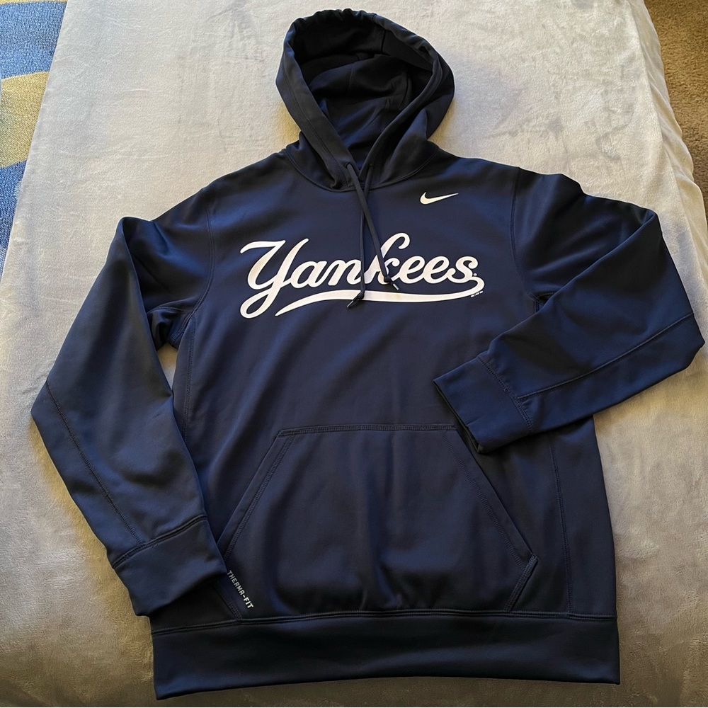NY Yankees Blue Nike Thermafit Pullover Hoodie W/ pocket - SMALL